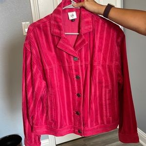 CAbi Hot Pink Corduroy Bomber Style Jacket. Size M
